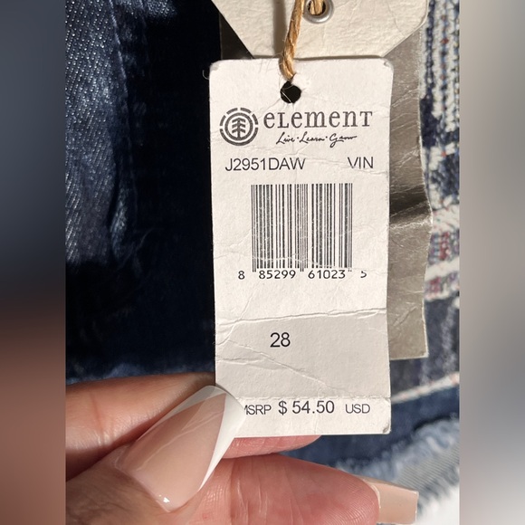 Element Boho Denim Micro Western shorts woven patch pockets sz 28 NWT - Picture 8 of 11